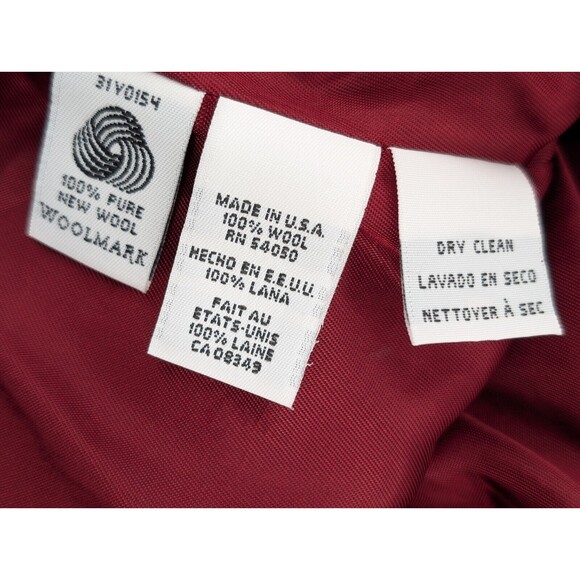 Jones New York 100% Wool Red Brown Tweed Check Woolmark Office Blazer Size Small - Picture 3 of 7